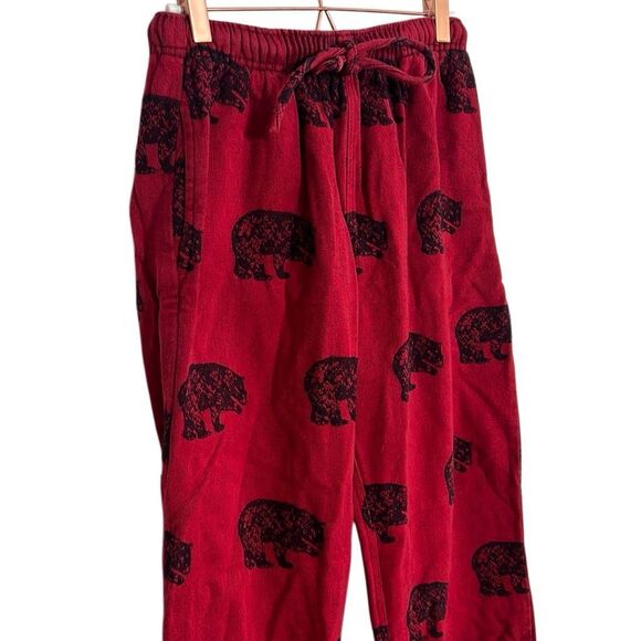 Flyshacker Bear Print Fleece Cotton Pajama Pants Red Size XS - Picture 3 of 7